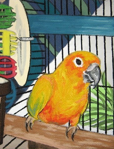 painted Portrait of parrot