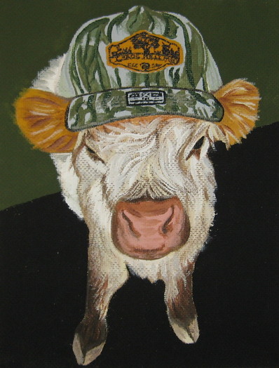 pig with hat pet portrait